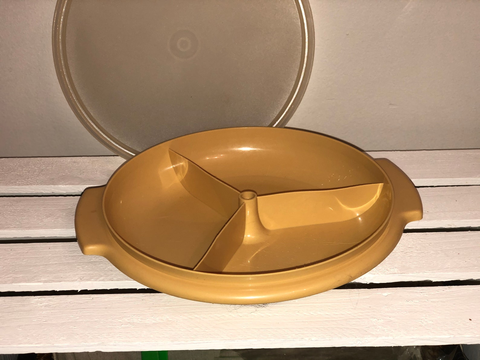 Tupperware divided plate lid dish vintage Etsy