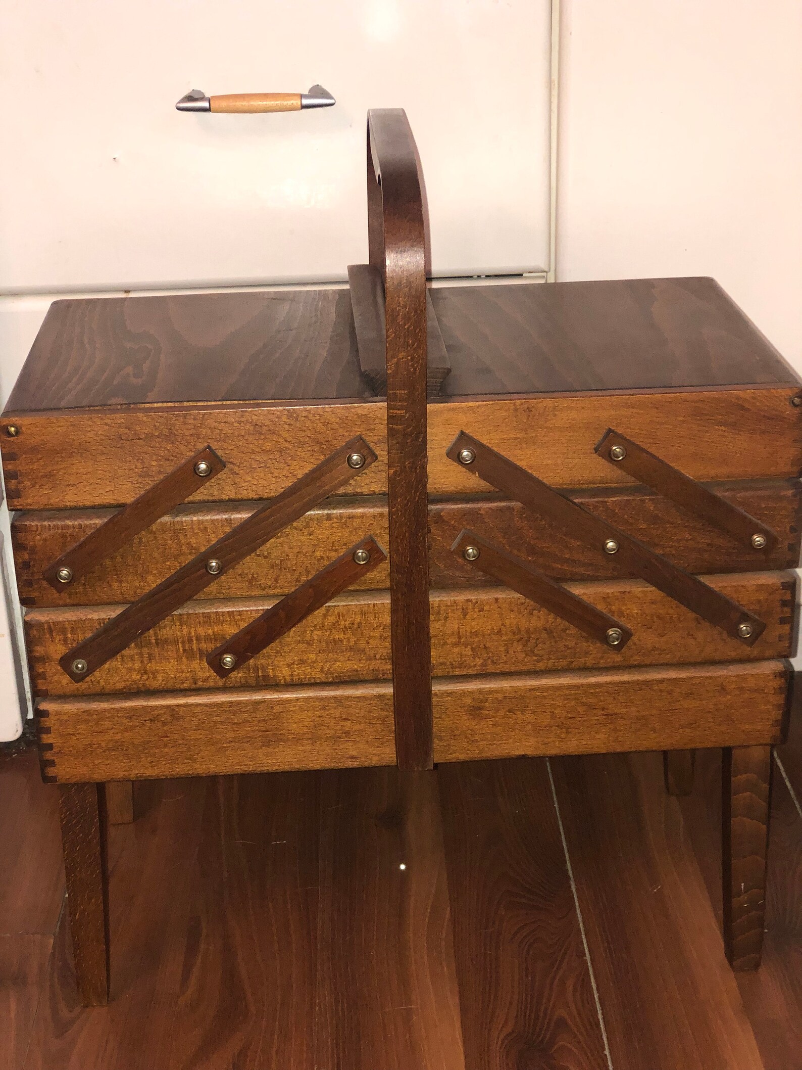 Vintage concertina wooden sewing box accessory box large 3 Etsy