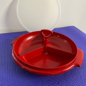 Vintage Tupperware serving tray, divided dish, serving, dining, food storage