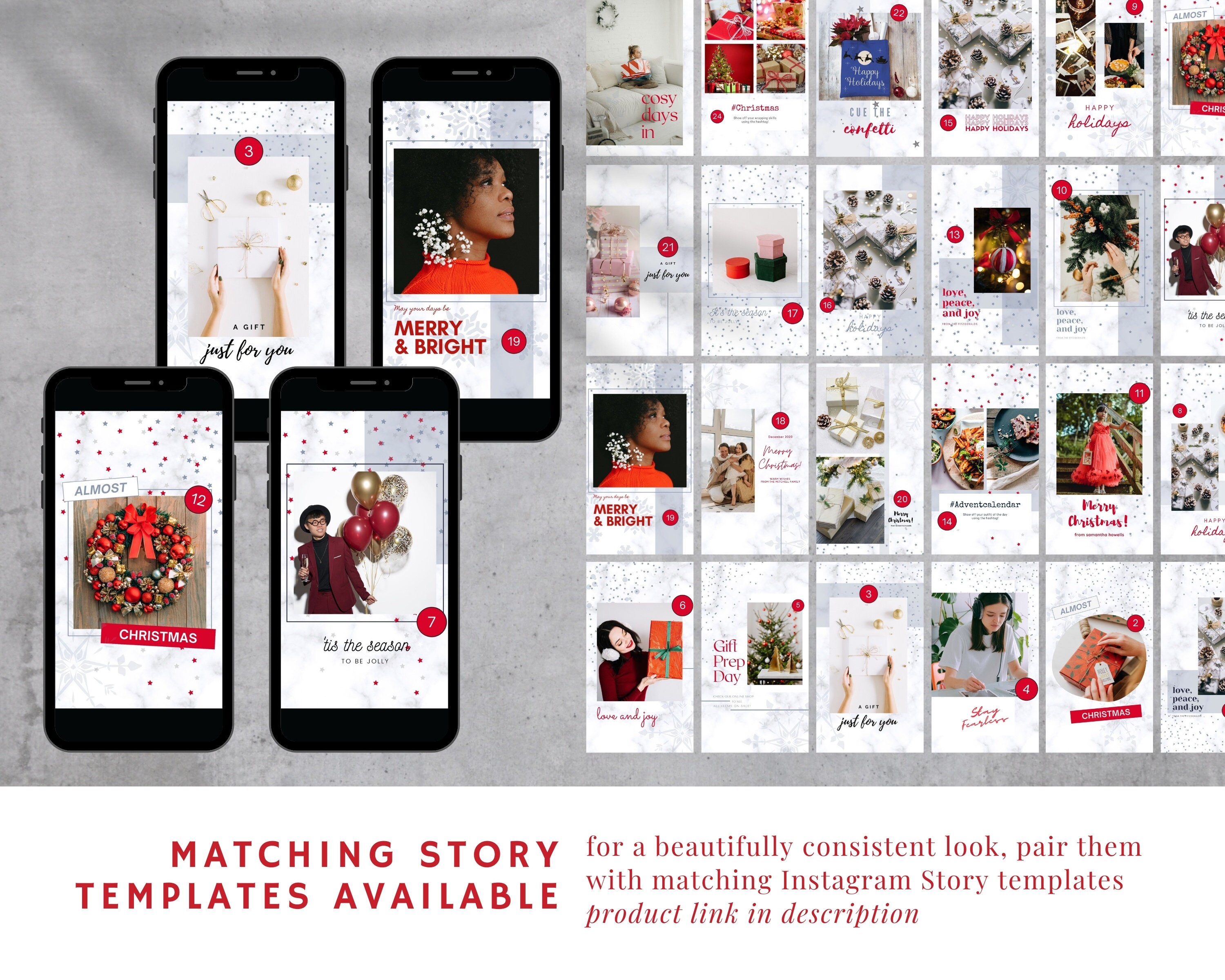 24 Christmas Advent Calendar Instagram Post Template Puzzle Etsy UK