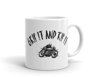 Grip IT et Rip IT · Tasse de café ou de thé | Cafe Racer · Moto · Cadeaux de papa · Moto Mama · Motos | Cadeau