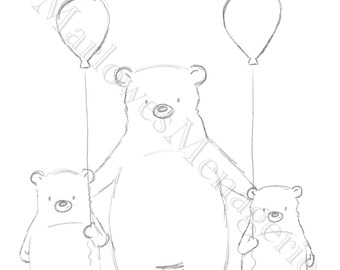 Printable Coloring Sheet: Bear Family