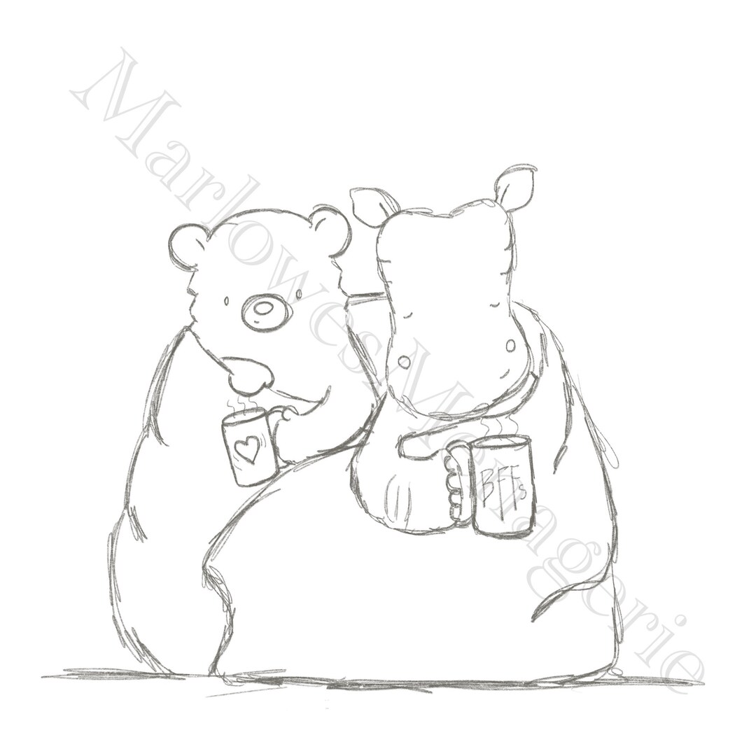 Printable Coloring Sheet: Best Friends - Etsy