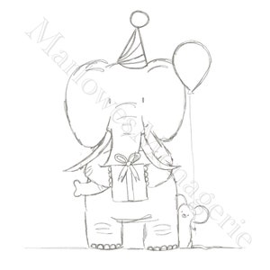 Printable Coloring Sheet: Elephant with Presents
