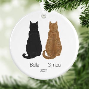 Custom Breed and Names, Personalized Cat Ceramic Ornament, Custom breed and names, Cat Mom Gift, Custom Cat Tree Decoration, Christmas Gift