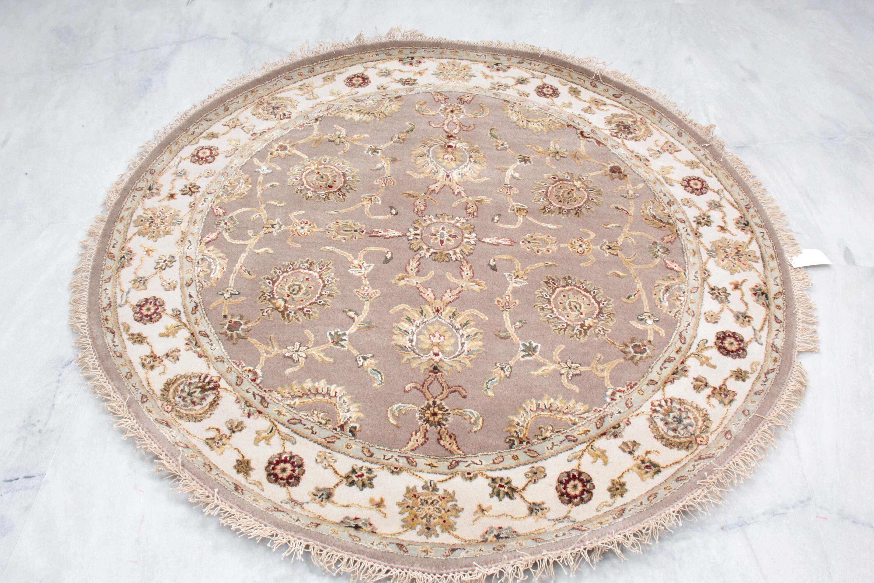 Round Indian Handknotted rugWool Silk carpetdining area Etsy
