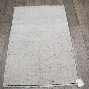 Handgeknoopt zijden gebedskleed, ivoorwitte effen kleur (2 x 3 voet)