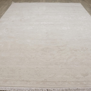 9x12 Handknotted Modern Organic wool and real silk carpet/bedroom/living/dining room rug,White Silk rug