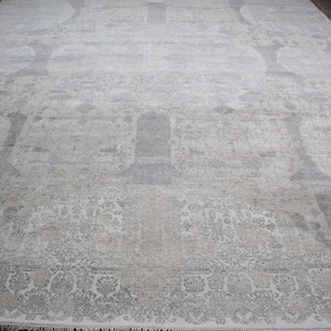 12x15 feet Abstract Silk & Wool rug,Modern oversized carpet,360x460 cms Long rug