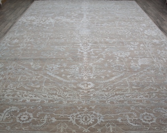 10x14 feet Handknotted Modern Designer rug, Muted Tones rug ,One Of A Kind Rug