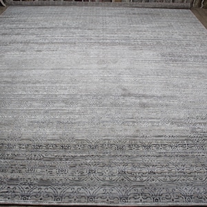 12x15 feet Abstract Silk & Wool rug,Modern oversized carpet,360x450 cms Long rug