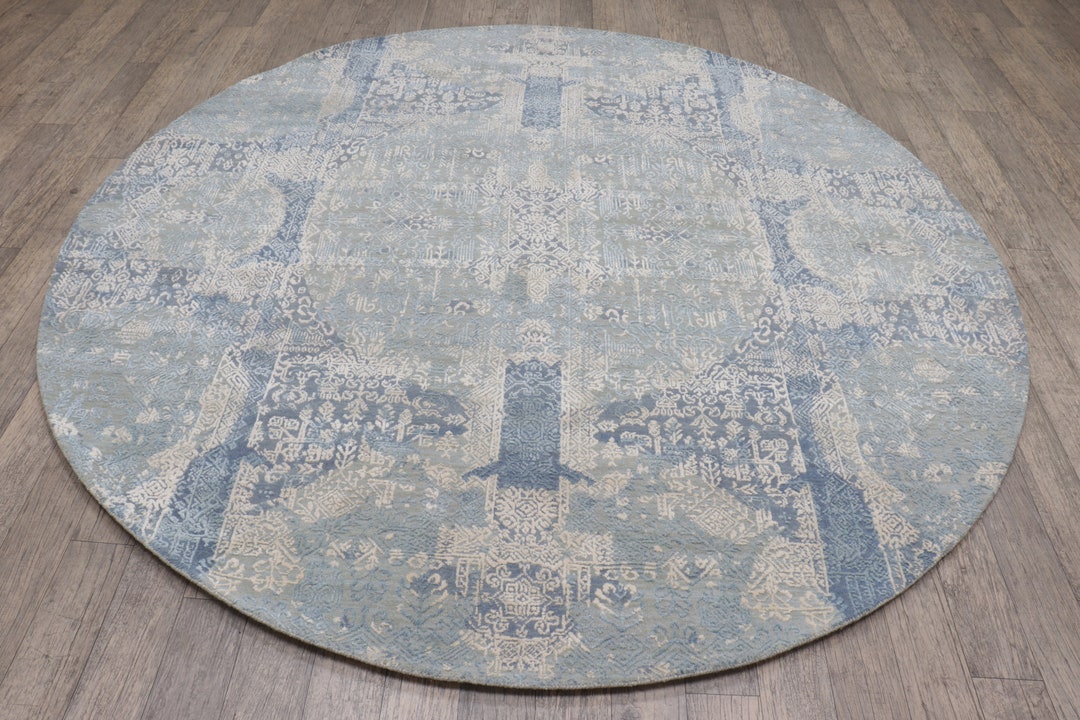 8x8 Handmade Fine Quality Wool and Real Silk Round Shape Rug - Etsy