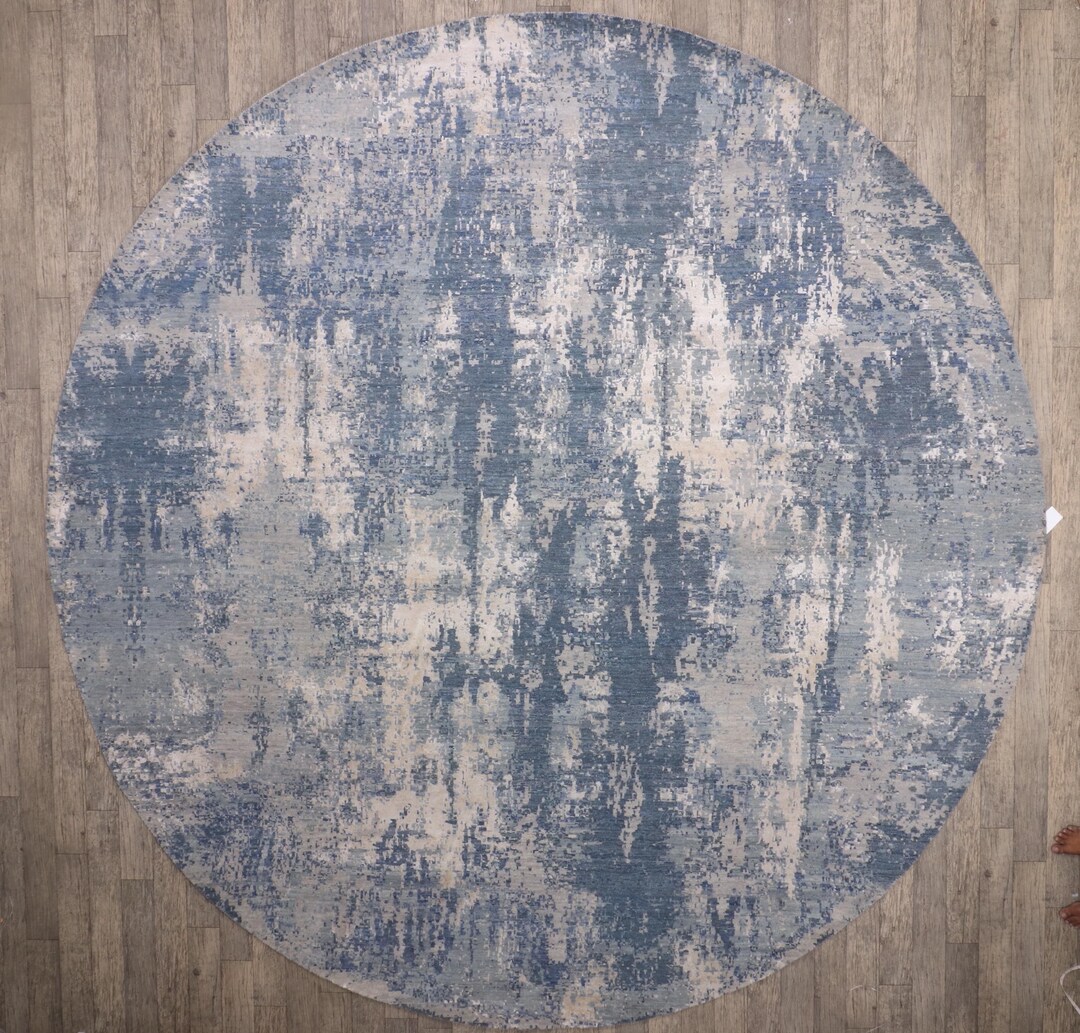 12x12 Feet Round Modern Wool Silk Area Rug,very Large Round,one of A ...