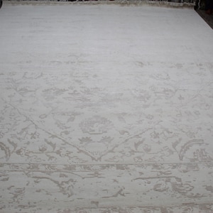 12x15 feet Abstract Silk & Wool rug,Modern oversized carpet,360x460 cms Long rug