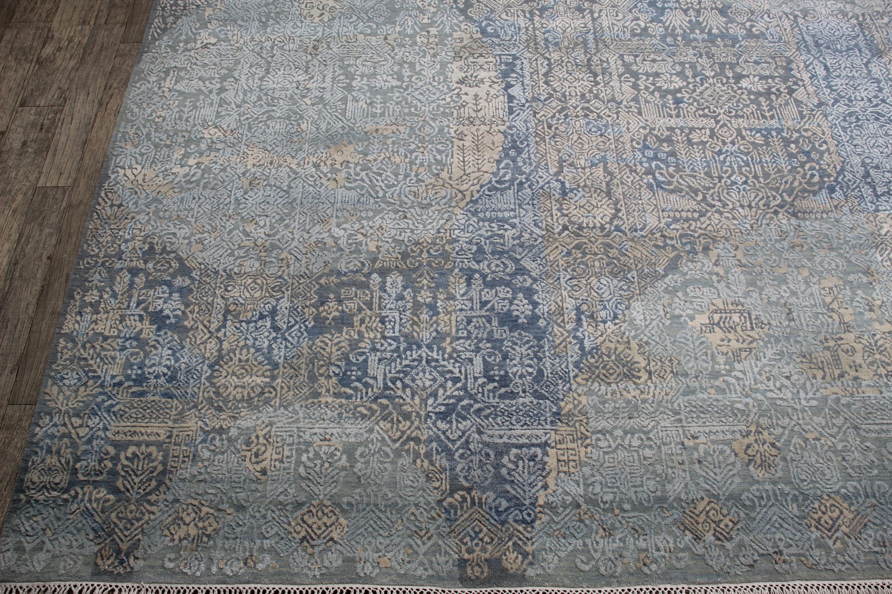 12x15 Feet Handknotted Textured Blue Rug,modern One of a Kind Rug - Etsy