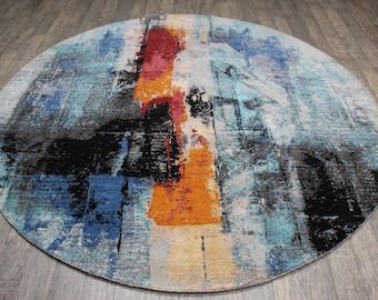 8x8 feet Handmade Silk Wool Area rug ,240x240 cms round carpet