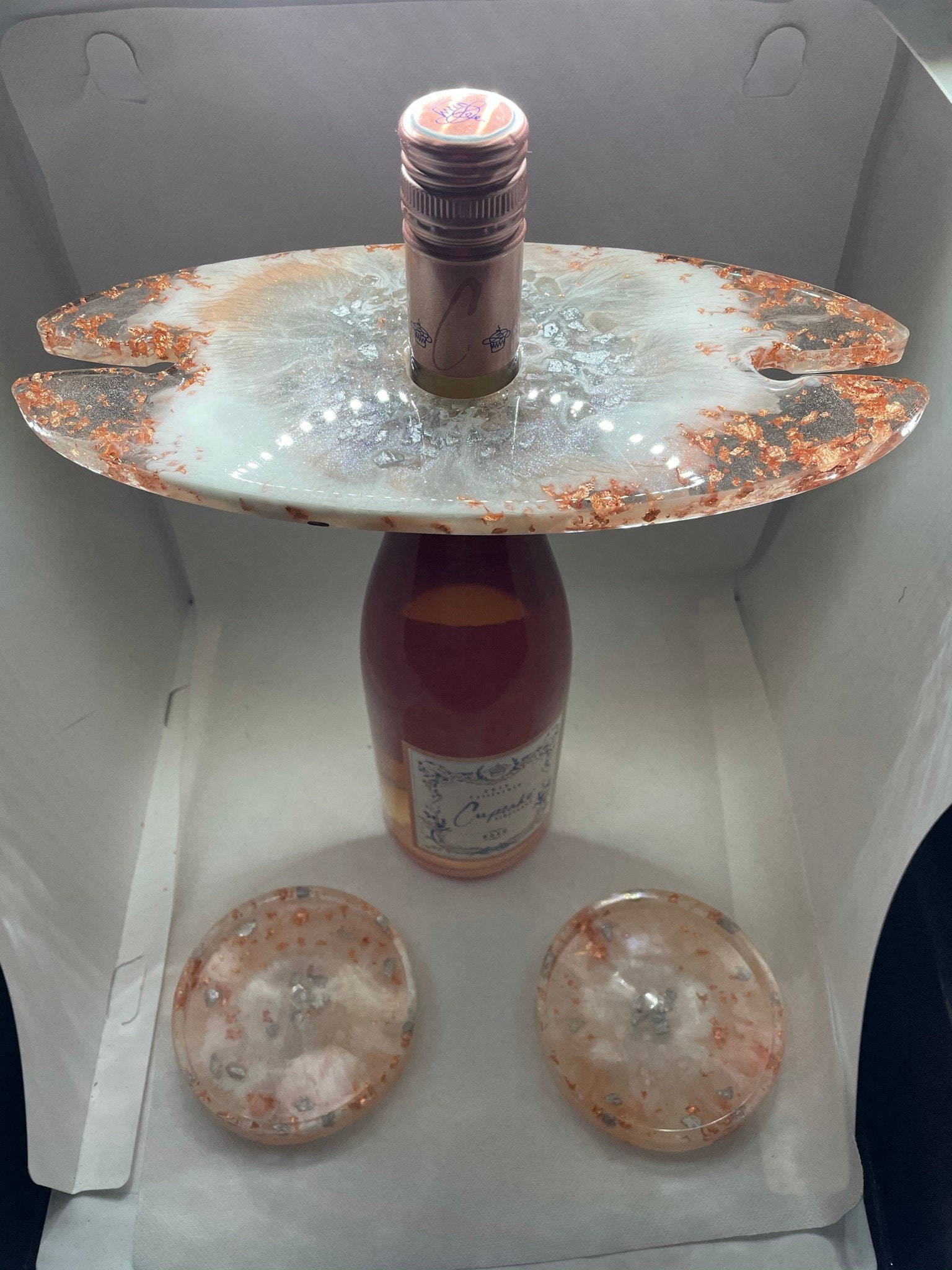 Resin wine holder with coasters Etsy
