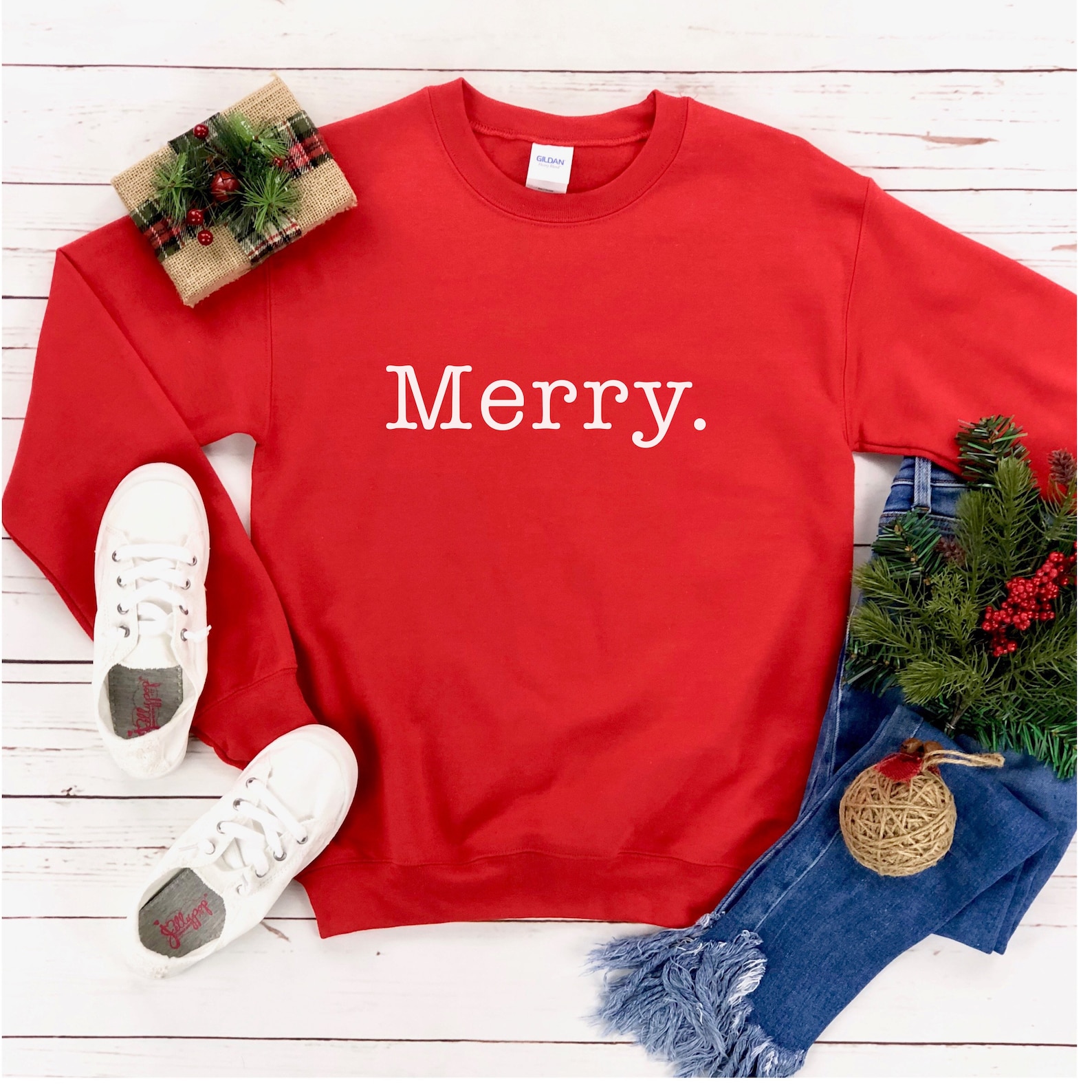 Merry. Christmas Sweatshirt Christmas Apparel Funny Christmas Etsy