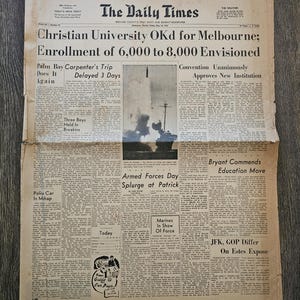 Vintage Newspaper ephemera - 10 pages of The Daily Times (Melbourne, FL) - May 18, 1962