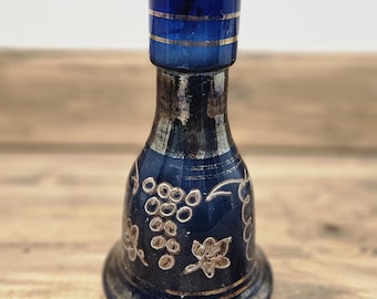 Vintage Cobalt Blue Hand-Painted Hookah Base – Bohemian Glass Décor