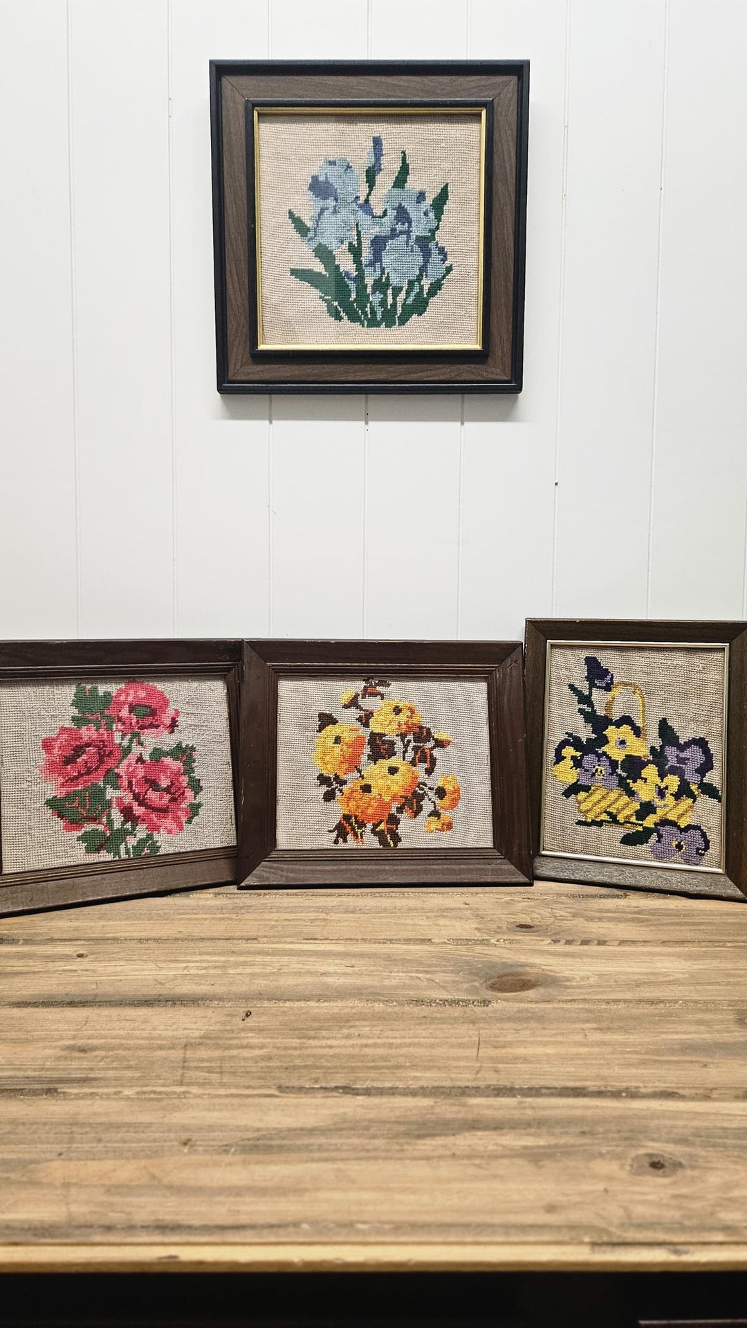 1970s Vintage Needlepoint Wall Art | Floral Designs - Etsy