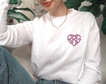 Valentines Day Sweatshirt Monogrammed Pullover Valentines Day Gift, Embroidered Sweatshirt, Valentine's Day Shirt. Monogram Sweatshirt