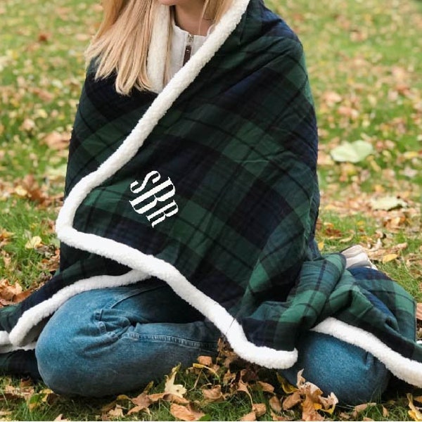 Personalized Embroidered Monogram Sherpa Blanket | Monogram Sherpa Throw | Multiple Colors | Throw Blanket | FREE SHIPPING