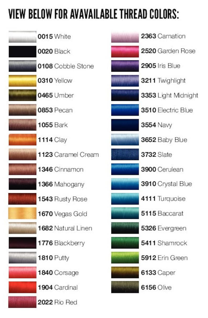 a color chart of different colors of thread