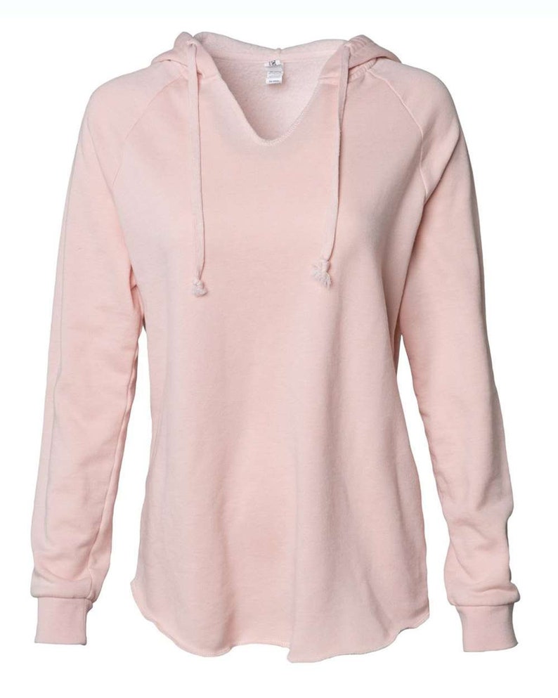 a women's pink hoodie sweatshirt with a v - neck