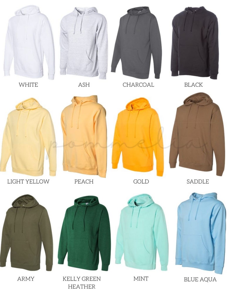 a bunch of different colors of hoodies on a white background