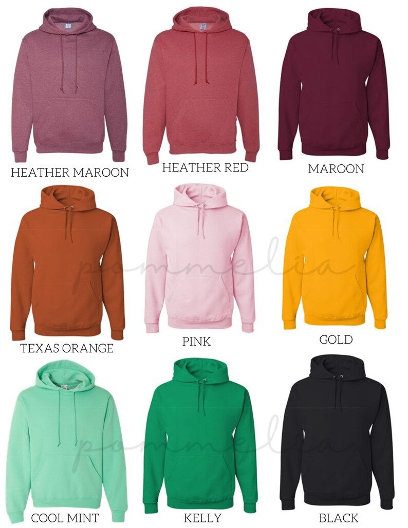 a bunch of different colors of hoodies