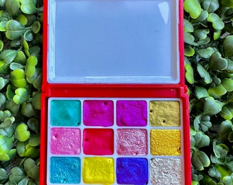 12 Farben Aquarell-Palette Viertelgröße | Handgemachte Aquarelle | Handgemachte Farbe | Aquarelle | Aquarell | Anfänger Palette |