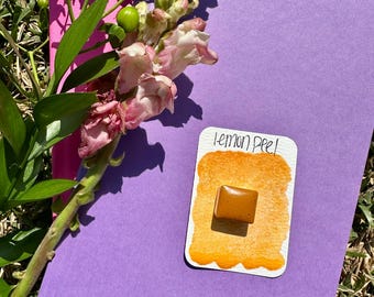 Lemon Peel | Handmade Watercolors | Granulating | Handmade Cards | Watercolor Florals | Matte Pigment | Half Pans | Orange