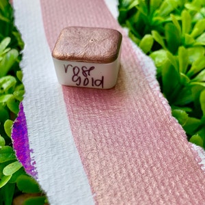 Rose Gold Mica / Acuarela / pintura hecha a mano, acuarelas hechas a mano, media bandeja, bandeja completa, fabricación de tarjetas, caligrafía, oro rosa, cambio de color