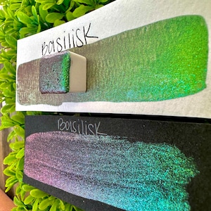 Basilisk | Colorshift | Chameleon, handmade watercolor, watercolors, gift ideas, watercolor art, colorshift paint, handmade cards
