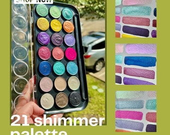 Watercolor Palette 21 Full Pans | Handmade Watercolors | Handmade Paint | Watercolors | Watercolor | Beginner Palette
