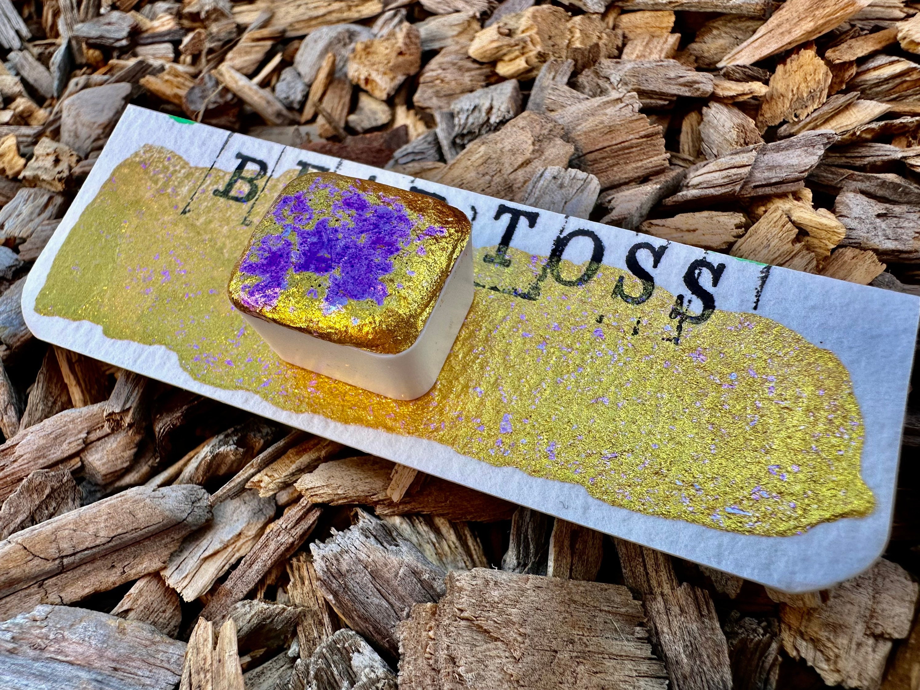 Bead Toss - Mardi Gras Series | Handmade Watercolors | Handmade Paint | Calligraphy | Lettering | Flake Pigment