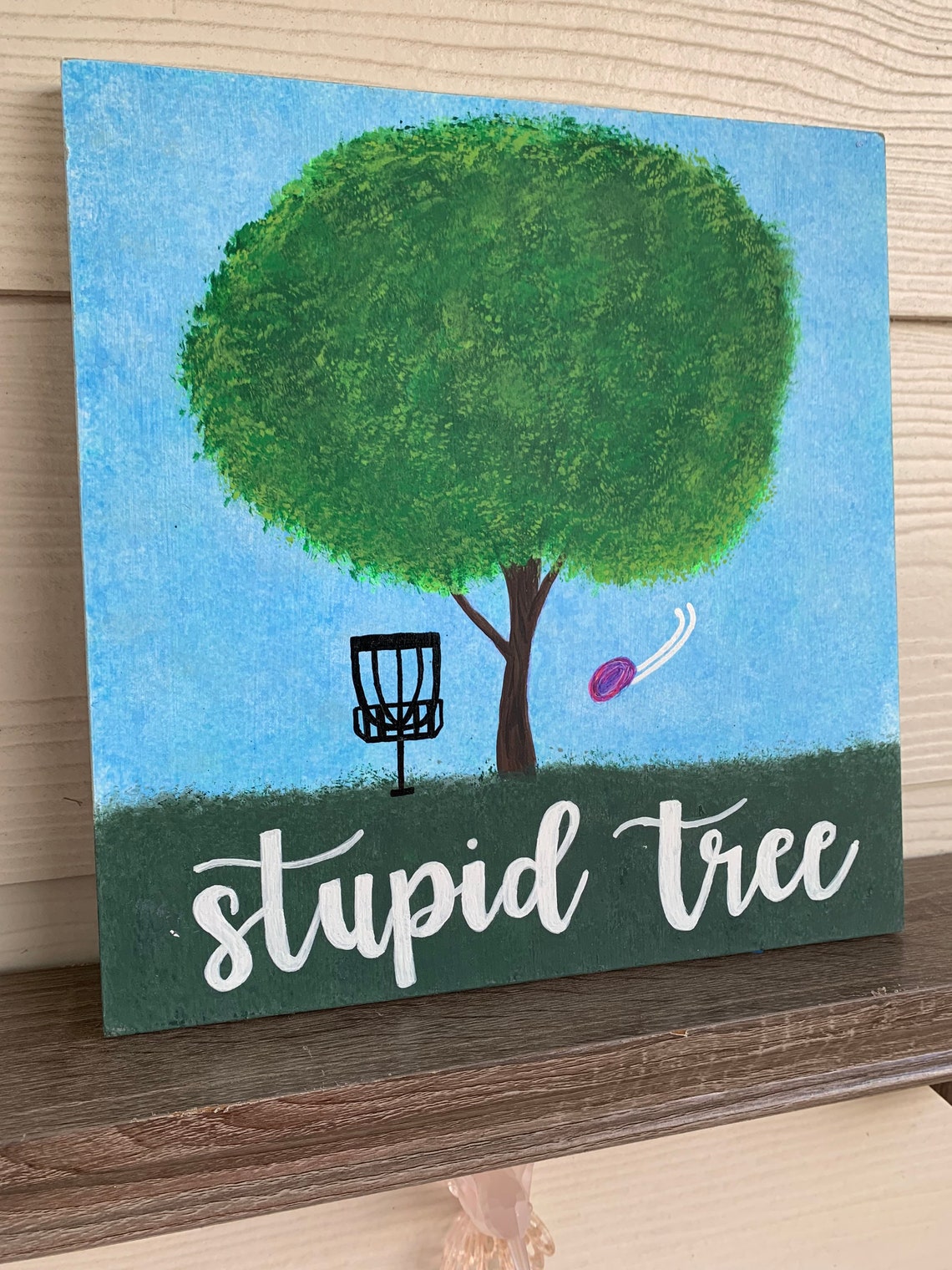 Disc Golf Stupid Tree Wooden Decor Wall Art Shelf Art Etsy
