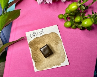 Espresso / Acquerelli fatti a mano / Colori fatti a mano / Mezze pastiglie / Marrone / Acquerelli opachi / Fiori ad acquerello / Serie Boho