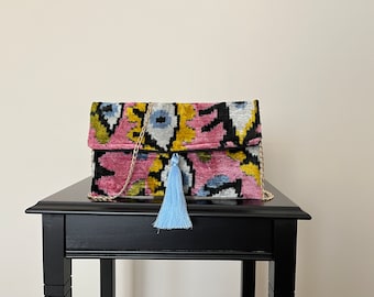 Ikat Colorful Eye Clutch Bag | Clutch Bag | Evening Bag | Ikat Bag | Silk Clutch Bag | Mini Bag | Ikat Handbag | Women Clutch Bag