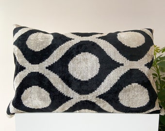 Christmas Day Gift |Ikat Pillow | Ikat Velvet Pillow | Geometric Ikat Pillow | Ikat Pillow Cases | Ikat Pillow Covers  | Black Ikat Pillow
