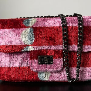 Pink Red Ikat Coco Bag,Ikat Bag,Coco Bag,Crossbody Bag,Shoulder Bag,Ikat Crossbody Bag,Colorful Bag,Ikat Velvet Bag
