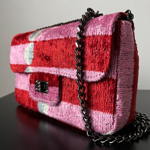 Pink Red Ikat Coco Bag,Ikat Bag,Coco Bag,Crossbody Bag,Shoulder Bag,Ikat Crossbody Bag,Colorful Bag,Ikat Velvet Bag