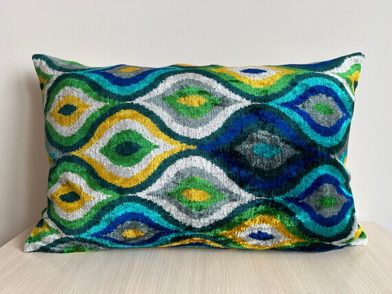 Ikat velvet pillow top