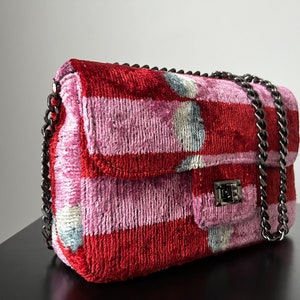 Pink Red Ikat Coco Bag,Ikat Bag,Coco Bag,Crossbody Bag,Shoulder Bag,Ikat Crossbody Bag,Colorful Bag,Ikat Velvet Bag