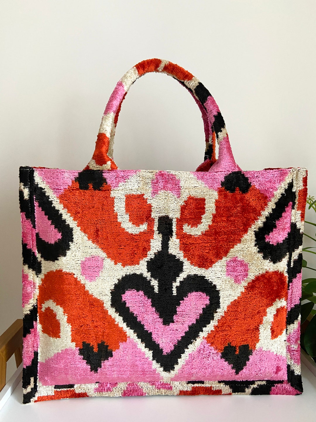 Luxery Purple Silk Ikat Velvet Large Tote Bag main image 1