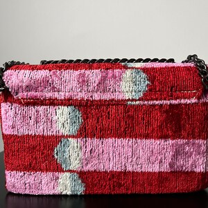 Pink Red Ikat Coco Bag,Ikat Bag,Coco Bag,Crossbody Bag,Shoulder Bag,Ikat Crossbody Bag,Colorful Bag,Ikat Velvet Bag