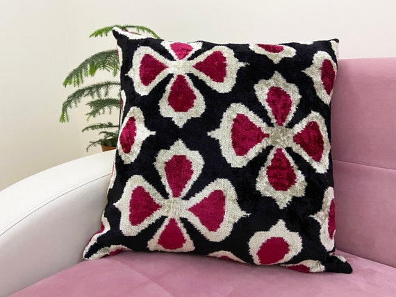 Ikat velvet pillow hotsell