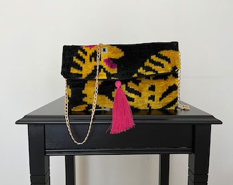 Black Tiger Clutch Bag | Clutch Bag | Evening Bag | Ikat Bag | Silk Clutch Bag | Mini Bag | Ikat Handbag | Women Clutch Bag