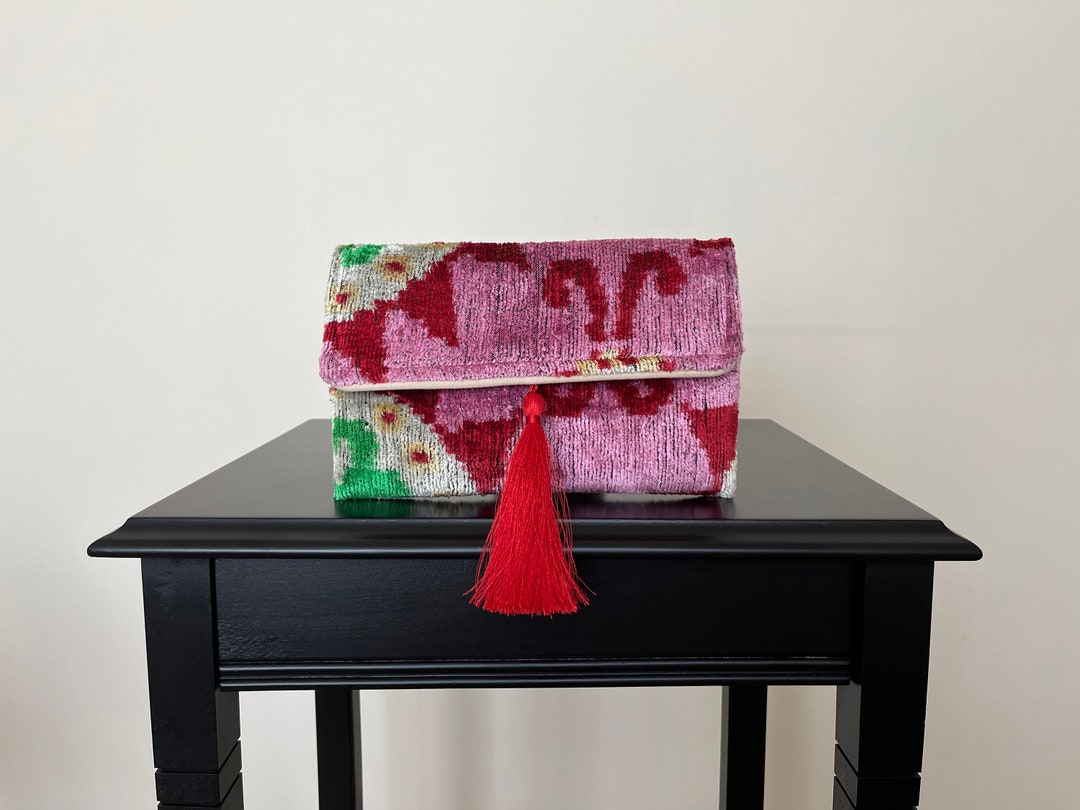 Mini Clutch Bag Pink Ikat Mini Clutch Bag Clutch Bag Evening Bag Ikat Bag Mini Bag Ikat Handbag ...